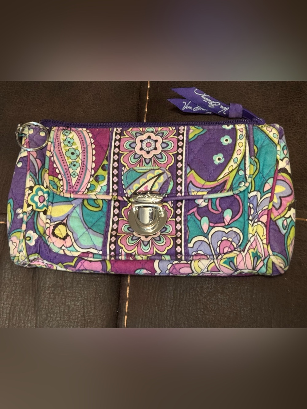 Vera Bradley Purple Paisley Quilted Wristlet Clutch
